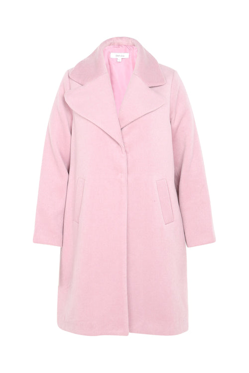 Lange, wollen jas met grote kraag en drukknopen-Paprika-9