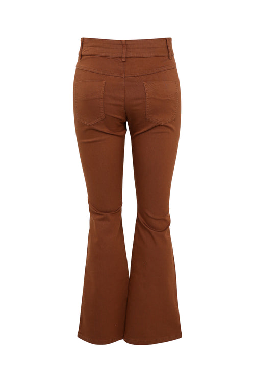 Pantalon uni en coton-Paprika-11