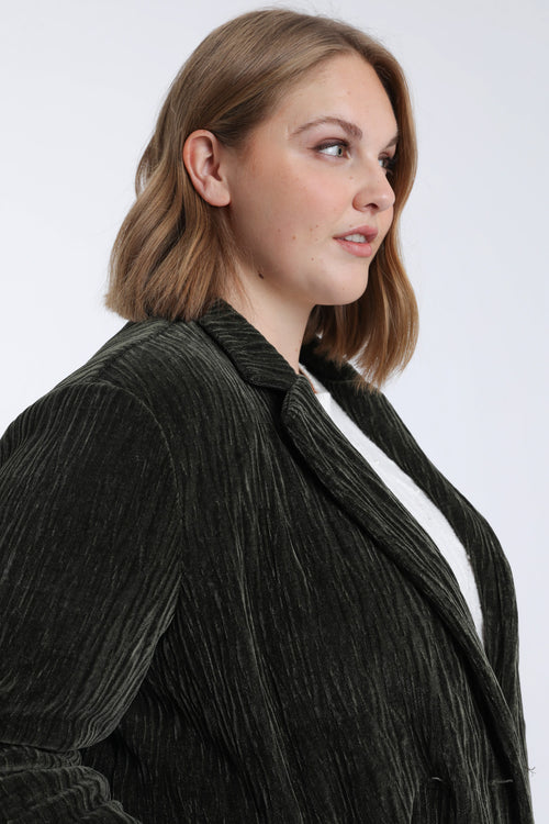 Effen blazer van geplooid fluweel-Paprika-5