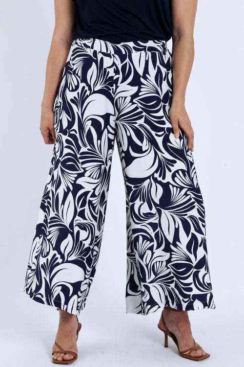 Wijd 7/8 broek van bicolor bloemenprint viscose-Paprika-1