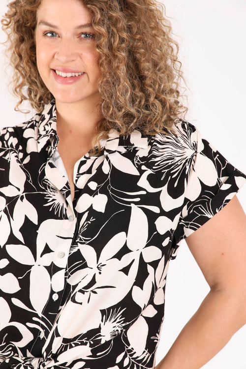 Blouse van bedrukt bicolor viscose-Paprika-5