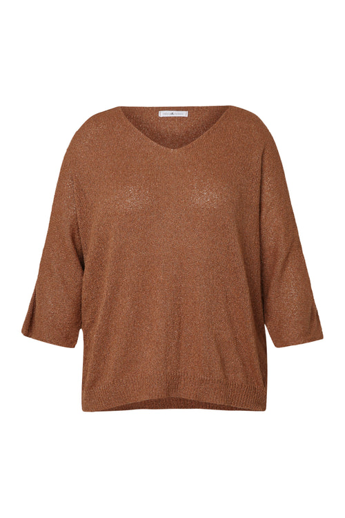 Pull boîte en coton avec lurex-Paprika-10