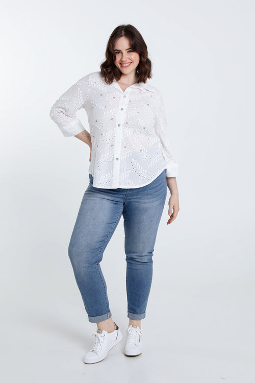 Chemise en coton avec brillants-Paprika-8