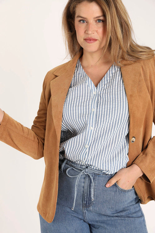 Blouse en coton rayée-Paprika-7