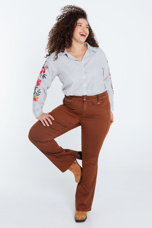 Pantalon uni en coton-Paprika-8