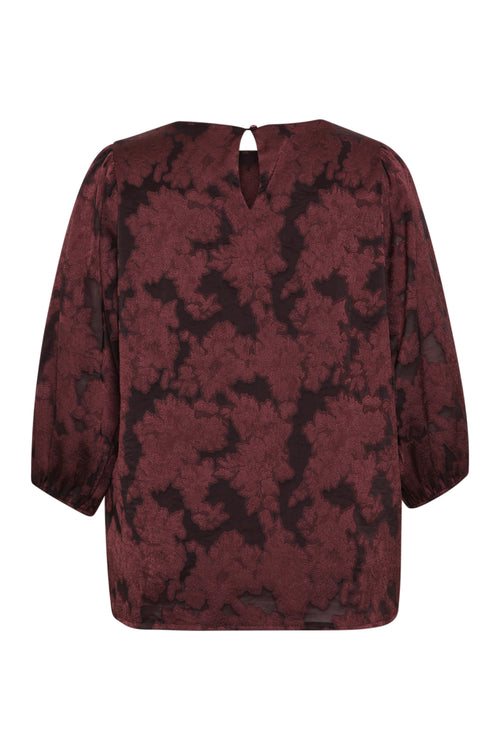 Blouse met kant effect en bloemenpatroon-Paprika-8