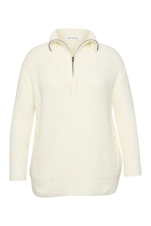 Pull uni col zippé-Paprika-2