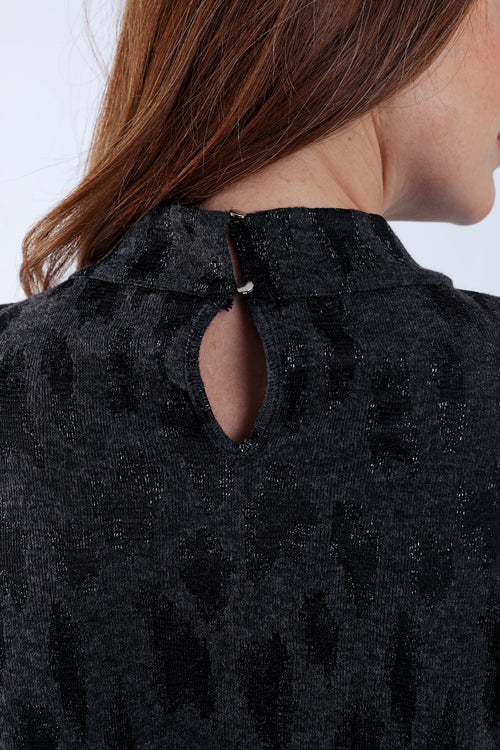Jurk met jacquard luipaardmotief-Paprika-6