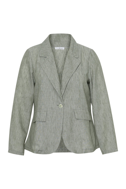 Blazer van uni viscose en linnen-Paprika-9