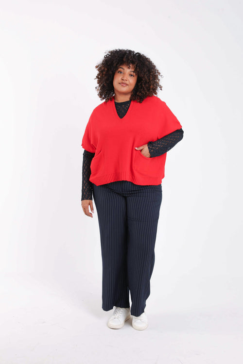 Effen korte trui van viscose-Paprika-7