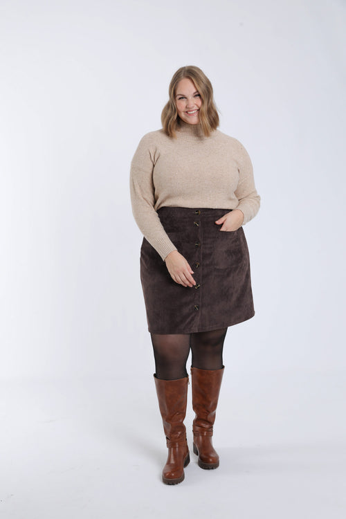 Korte rok van fluweel-Paprika-5