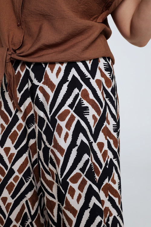 Pantalon large en viscose imprimé ethnique-Paprika-3