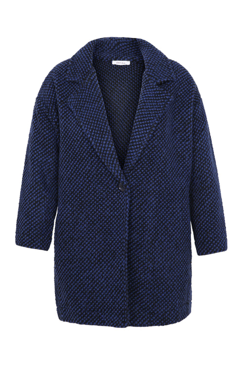 Manteau uni en tissu moucheté avec laine-Paprika-10