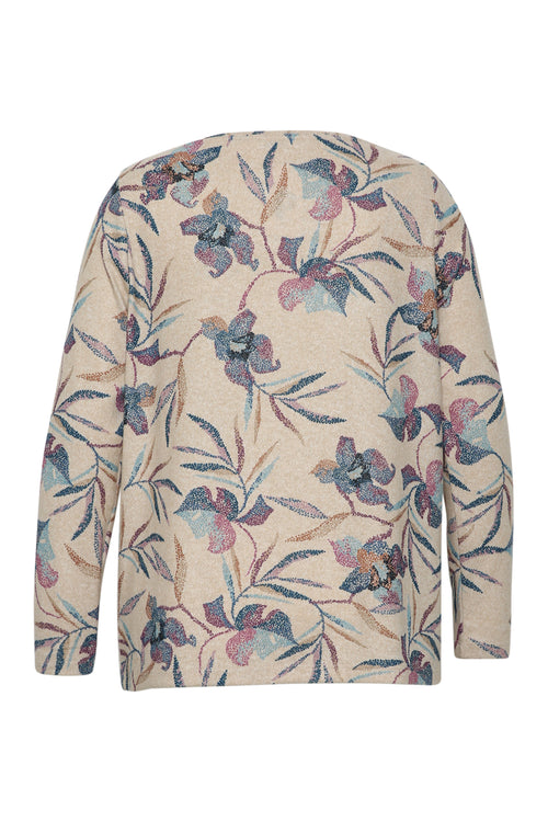 T-shirt en maille chaude imprimé fleuri-Paprika-9