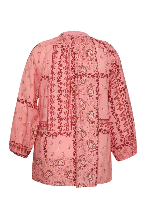 Blouse van katoen met bandana print-Paprika-11