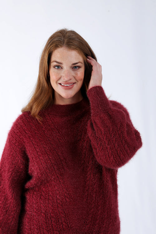 Pull maille poilue uni-Paprika-4