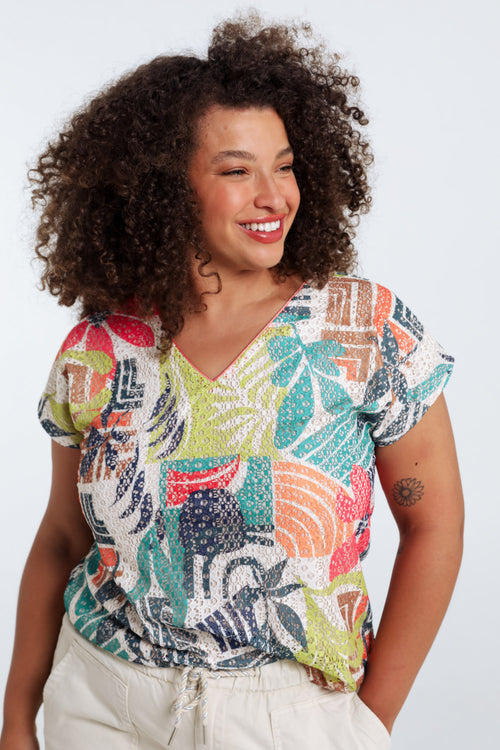 T-shirt imprimé floral-Paprika-1