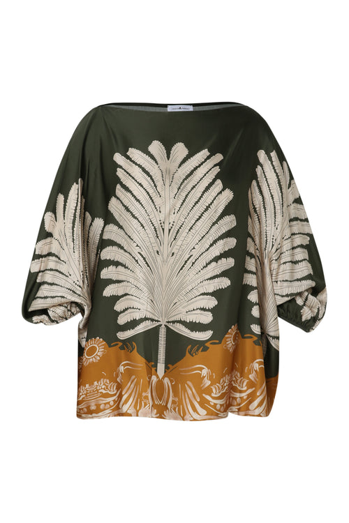 Blouse van viscose met palmprint-Paprika-10