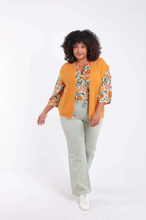 Effen mouwloos gilet-Paprika-8