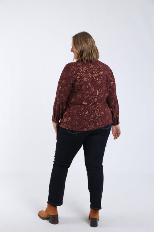 Chemisier en viscose à pois avec détail foil-Paprika-2