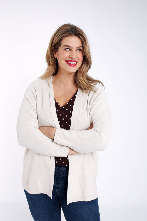 Lange cardigan van effen viscose-Paprika-1