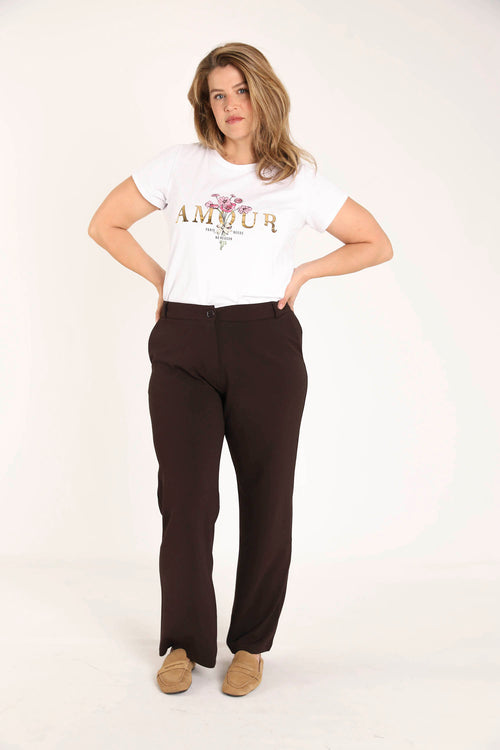 Effen klassieke broek-Paprika-7