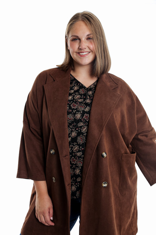 Manteau effet peau de pêche uni-Paprika-4
