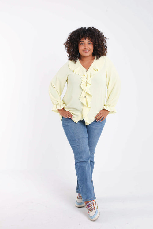 Effen blouse met ruches-Paprika-8