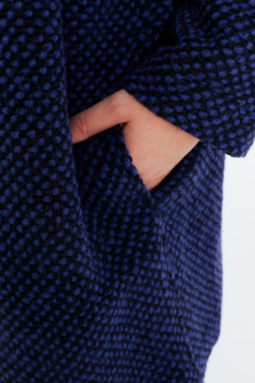 Manteau uni en tissu moucheté avec laine-Paprika-6