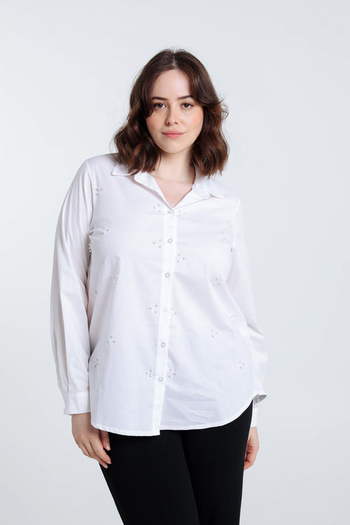 Chemise en coton avec perles-Paprika-2