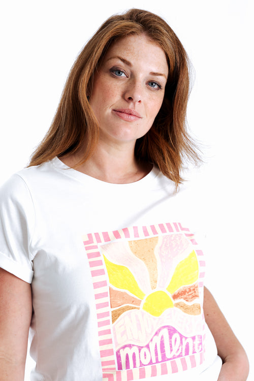 T-shirt van katoen met zonnenprint-Paprika-6