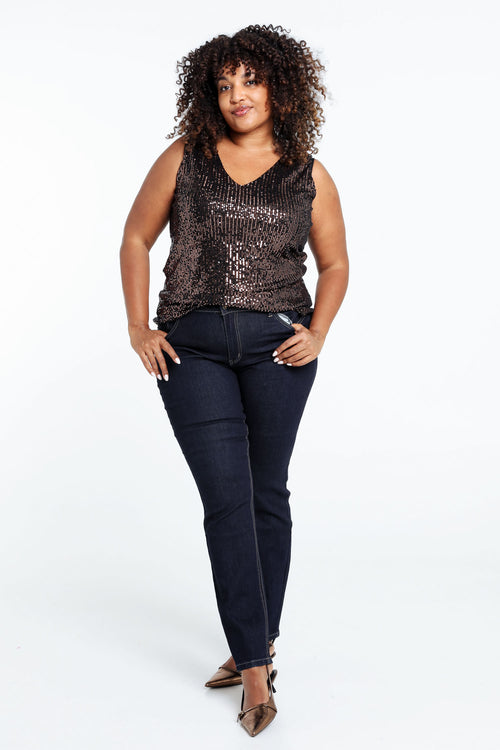 Top sans manches à paillettes-Paprika-9