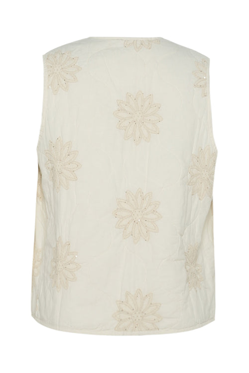 Gilet matelassé avec broderies florales-Paprika-2