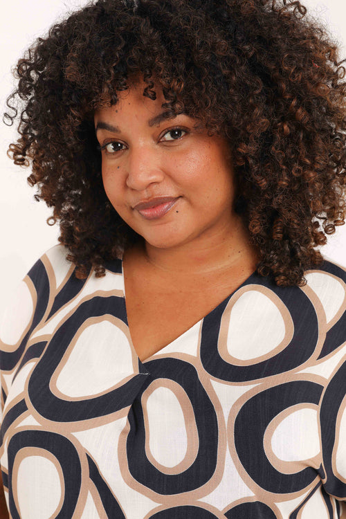 Blouse met grafische ronde print-Paprika-6