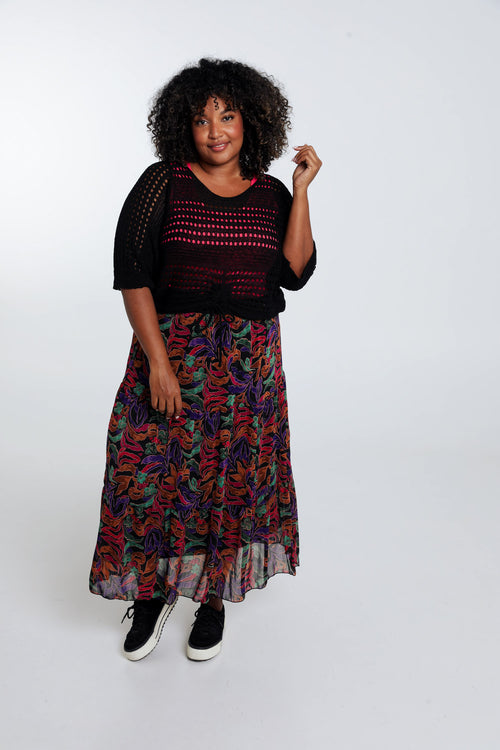 Pull filet rayé en viscose-Paprika-8