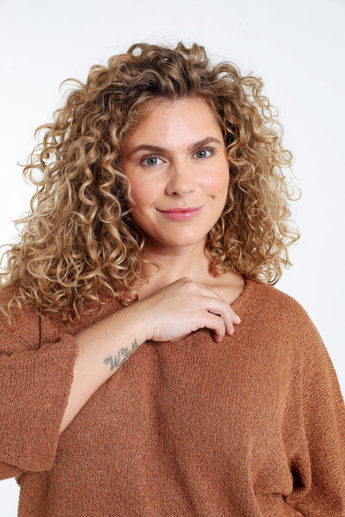 Pull boîte en coton avec lurex-Paprika-3