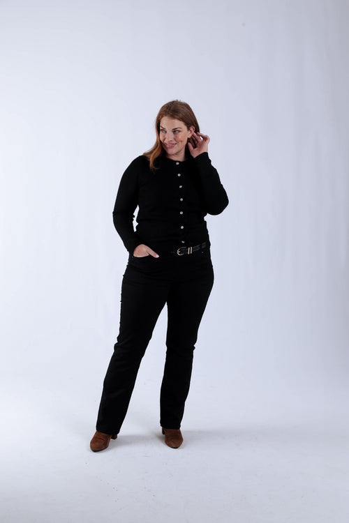 Cardigan boutonné uni avec volants-Paprika-7