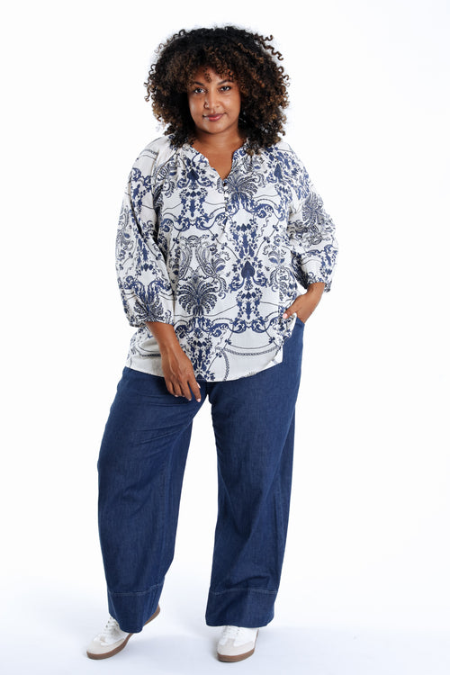 Blouse en coton imprimé floral-Paprika-7