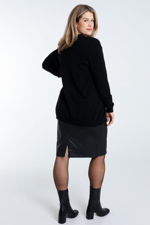 Lange, effen basic cardigan-Paprika-2