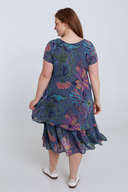 Robe en gaze de coton imprimé floral-Paprika-2