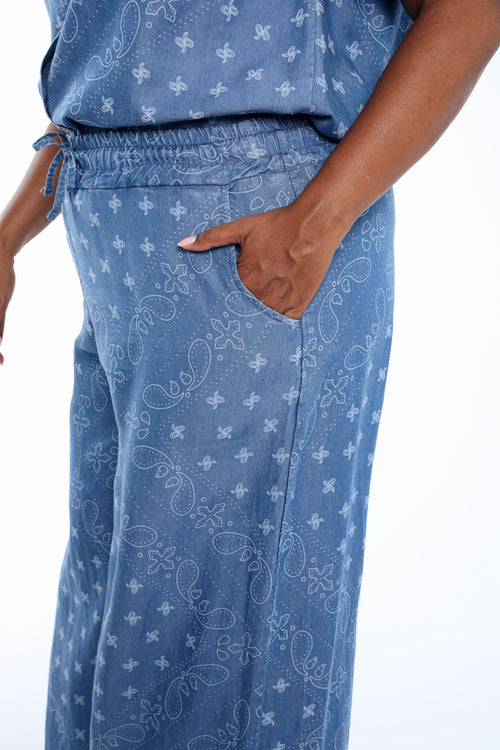 Pantalon large en lyocel imprimé bandana-Paprika-6