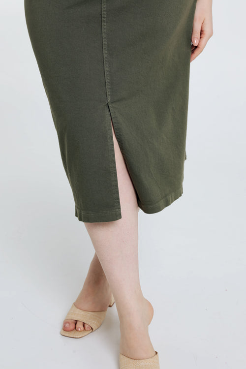 Jupe droite en coton-Paprika-5