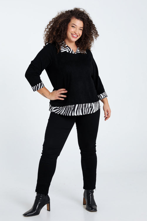 2 in 1 trui met zebraprint-Paprika-9