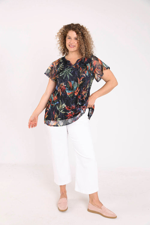 Tuniek van geplooide kant met jungleprint-Paprika-8