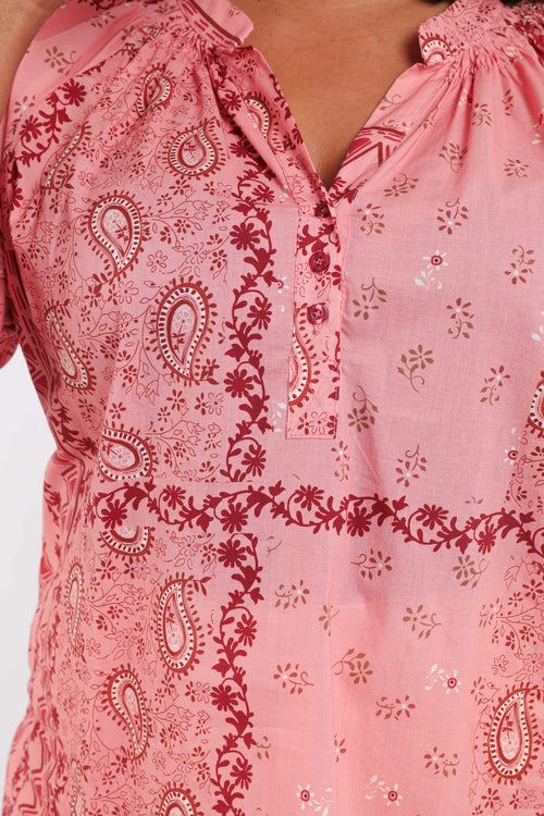 Blouse van katoen met bandana print-Paprika-4