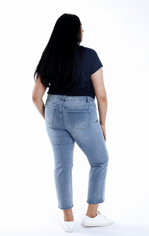Slim fit jeans 7/8 Louise met borduursel detail-Paprika-3