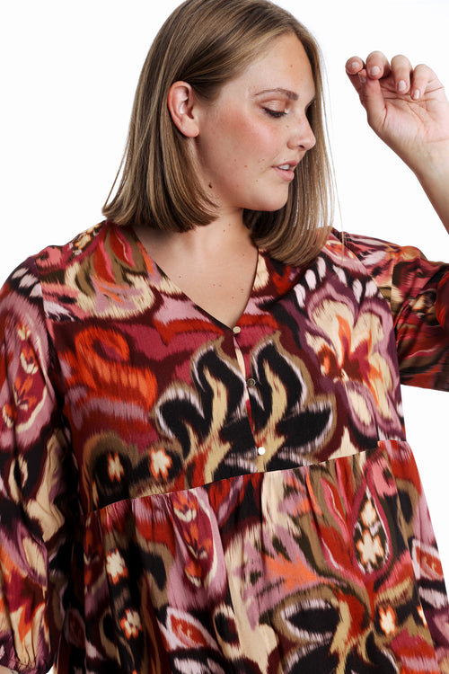 Jurk van viscose met paisleyprint-Paprika-5