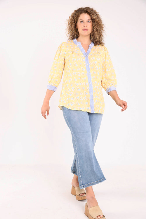 Blouse van viscose met bloemen- en streepdessin-Paprika-7