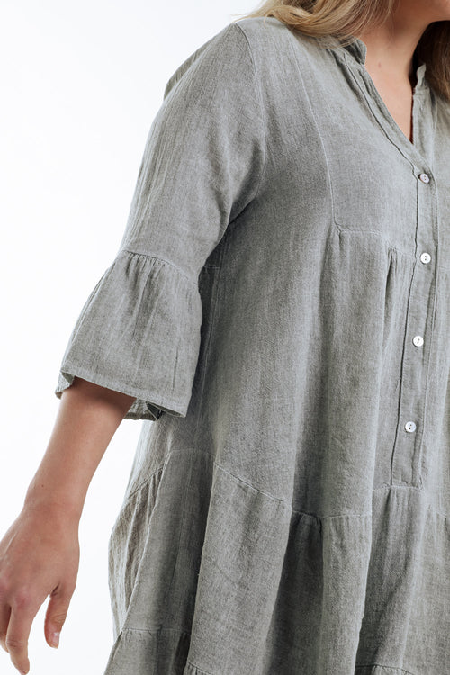 Robe tunique en gaze de coton unie-Paprika-5