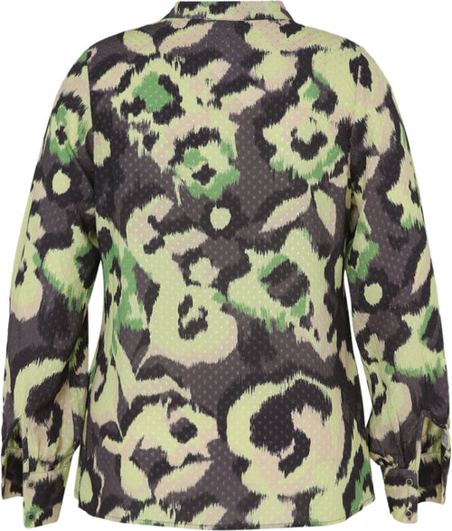 Plumetis blouse van viscose met abstracte print-Paprika-11